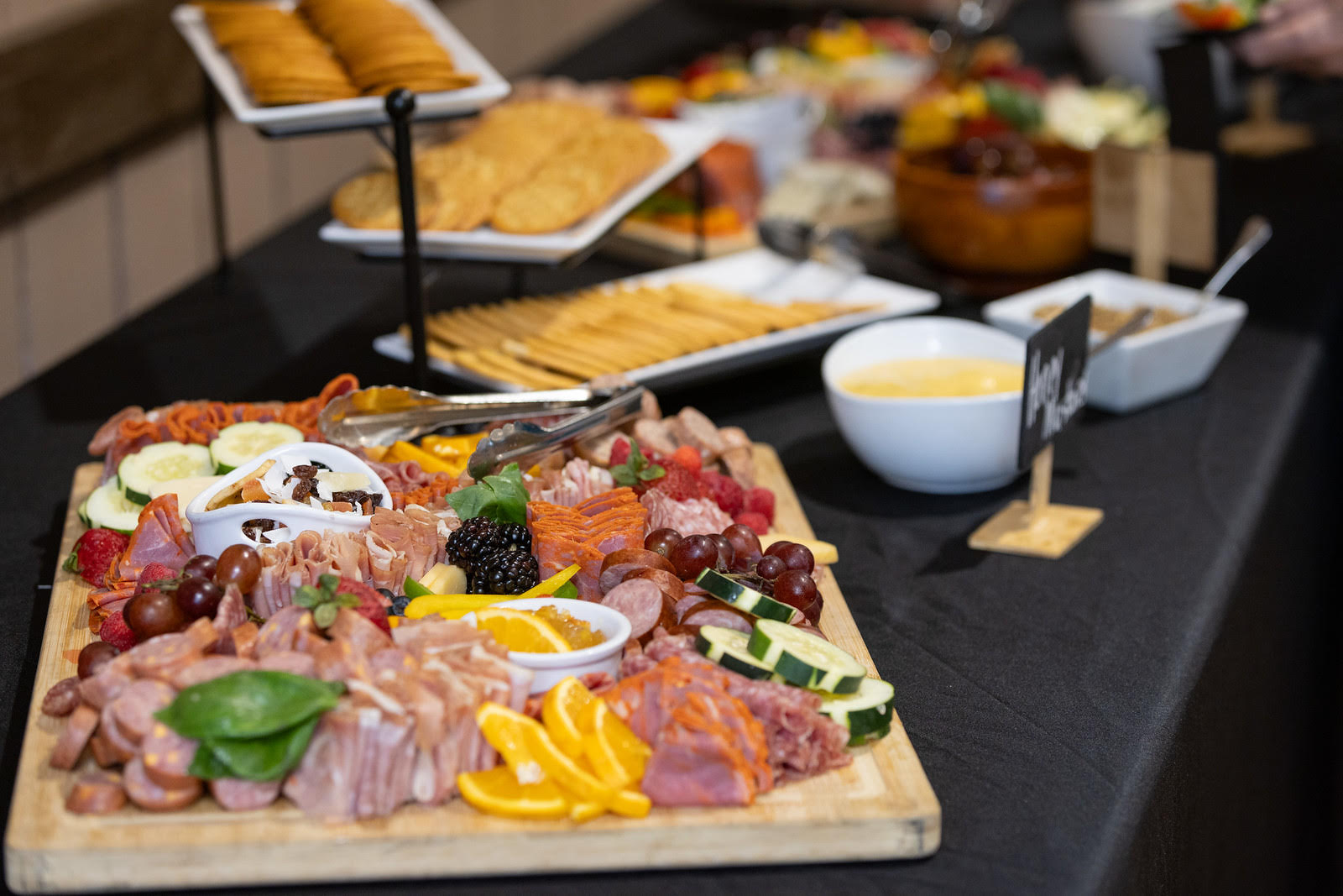 Gourmet catering selection with fresh garnish at The Willow