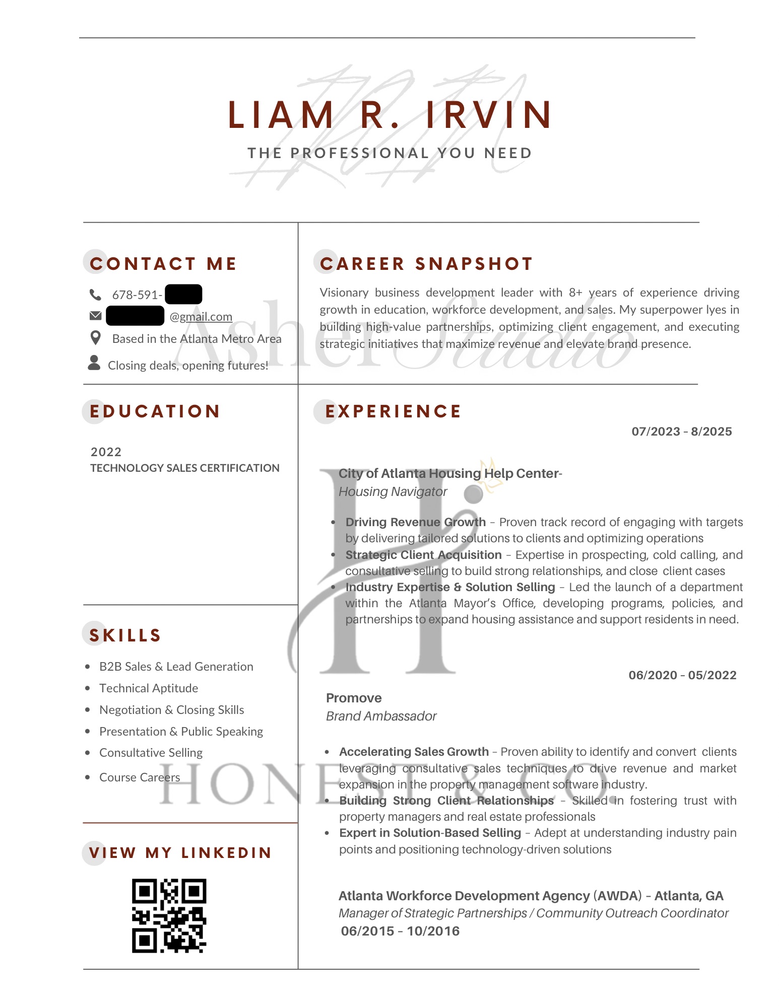 Polished Pages Resume Sample — Horizontal Layout