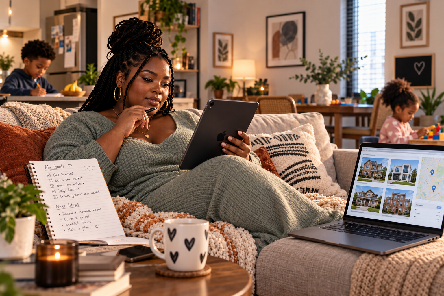 Prepared homebuyer researching listings, neighborhoods, and purchase options