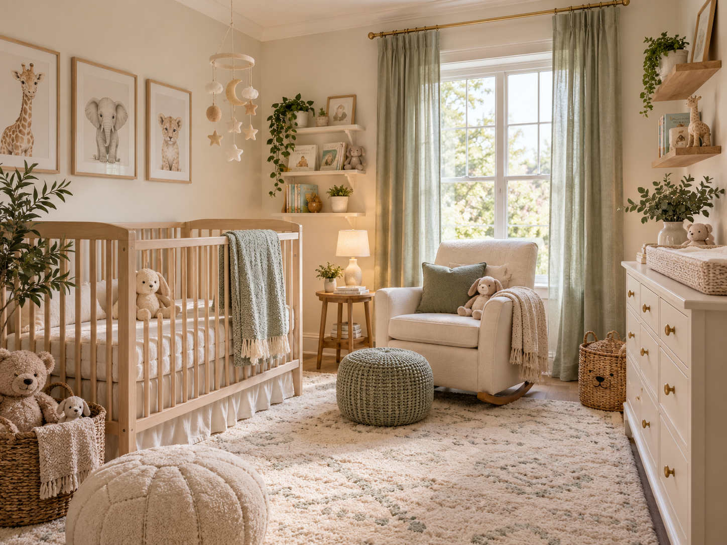 Soft, welcoming nursery designed for a growing family
