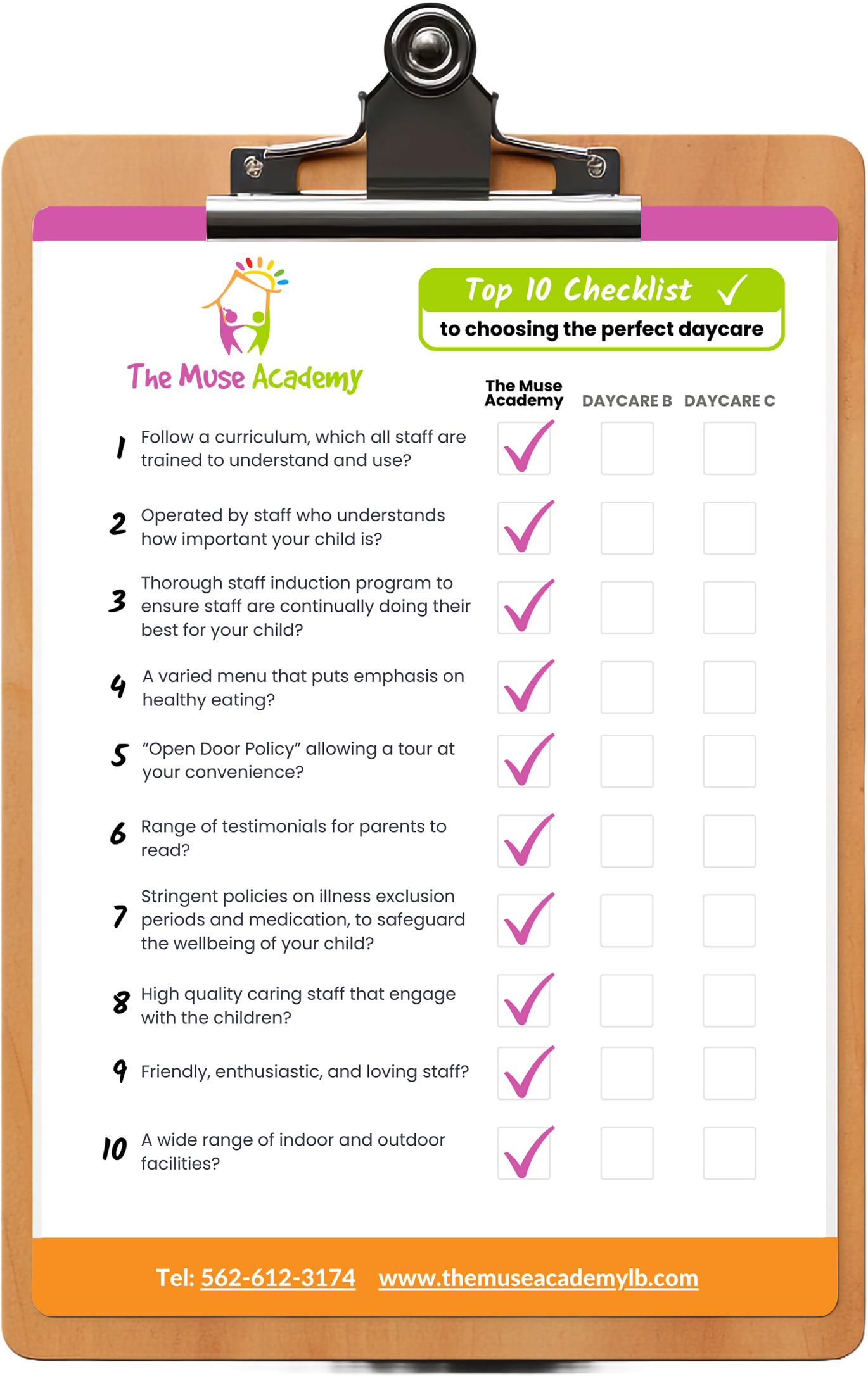 free top 10 checklist from The Muse Academy