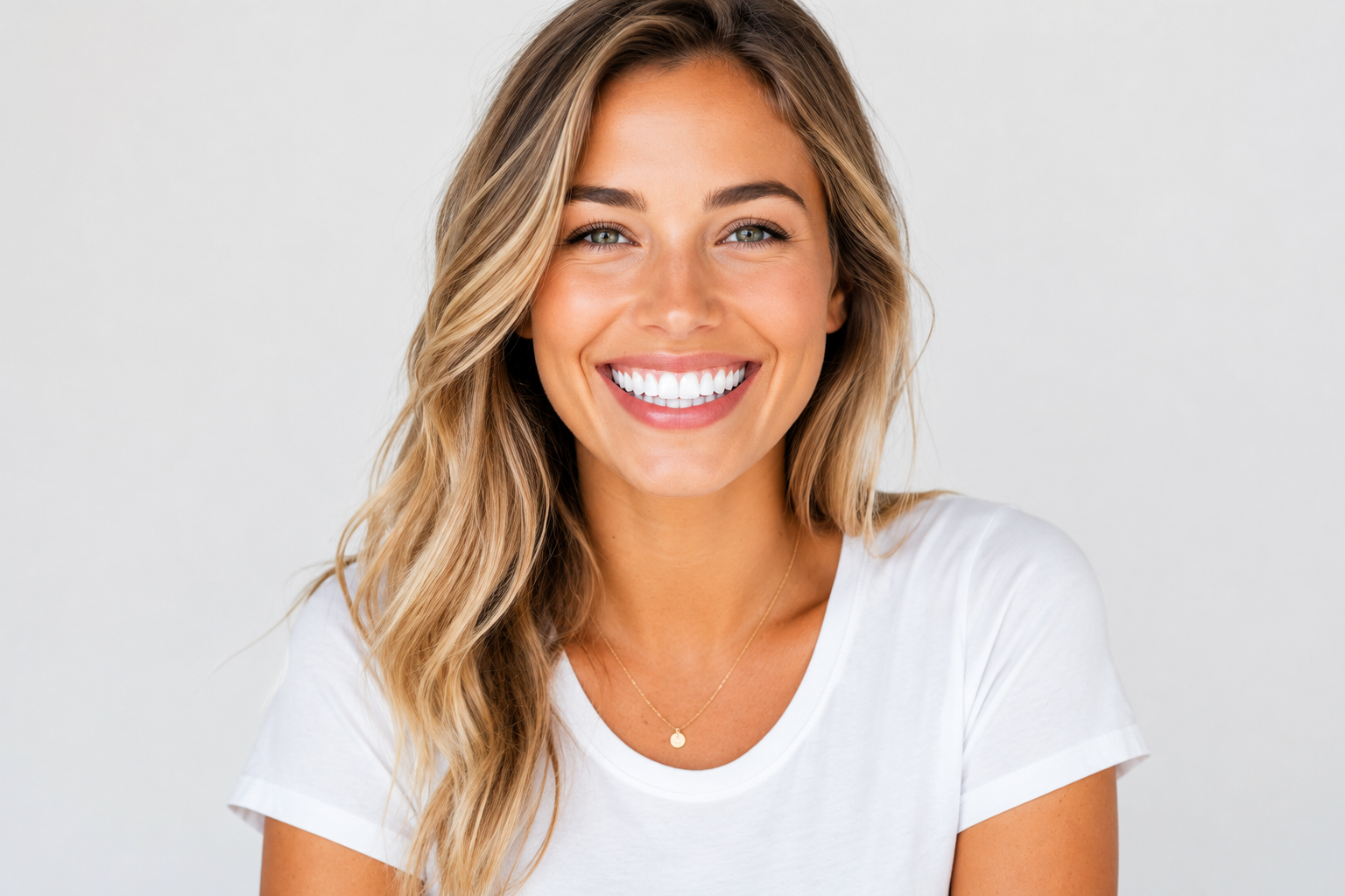 Dentist smiling while holding dental tools in a studio setting