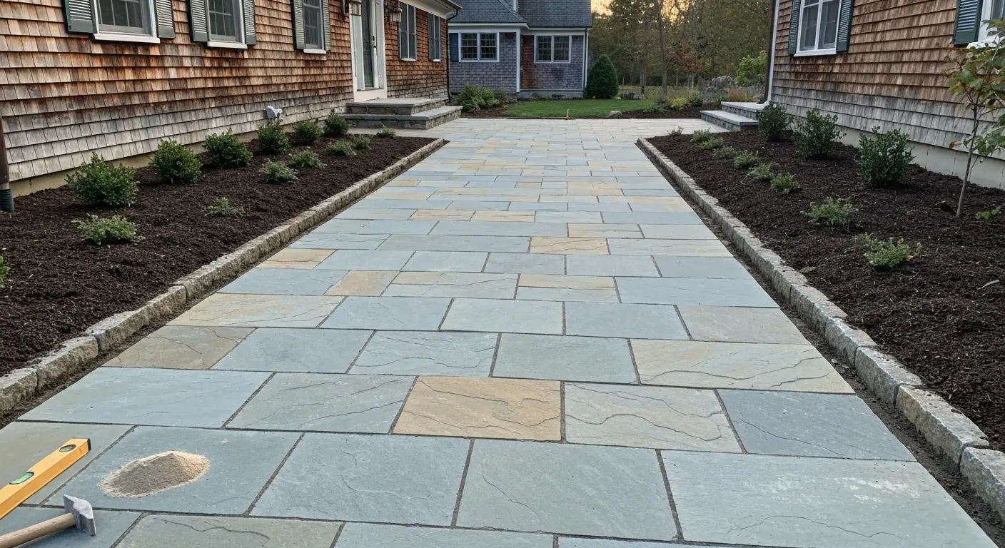 Stone flagstone walkway