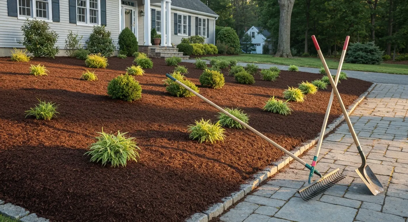 Fresh mulch installation in Ledyard