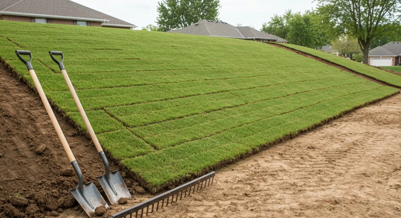 Slope sod installation