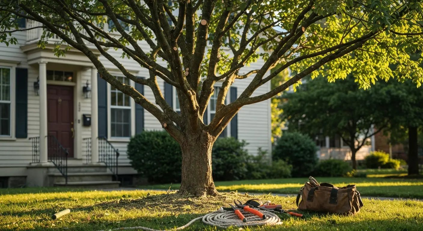 Tree trimming along Coit Street historic district