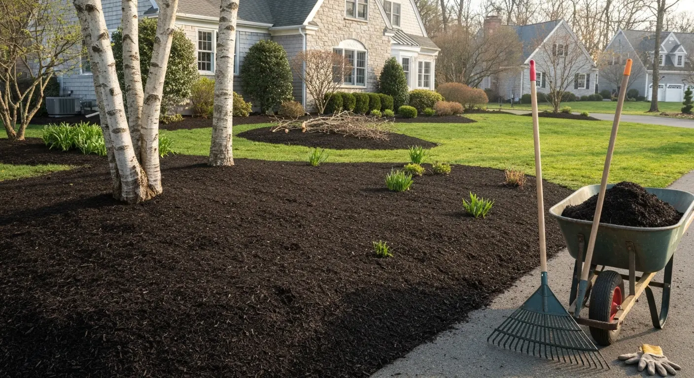 Spring cleanup and landscape mulching