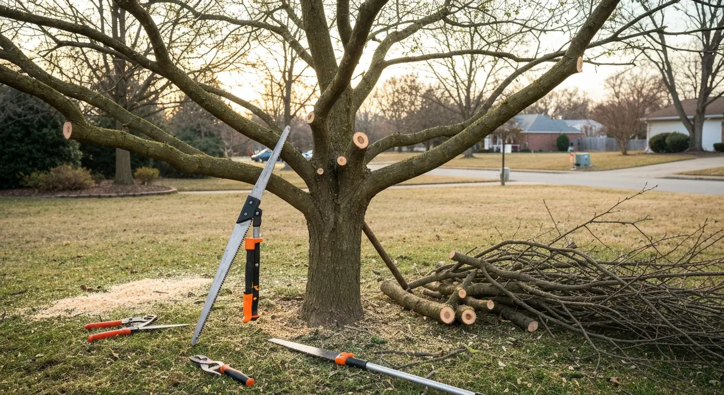 Crossing branches pruned