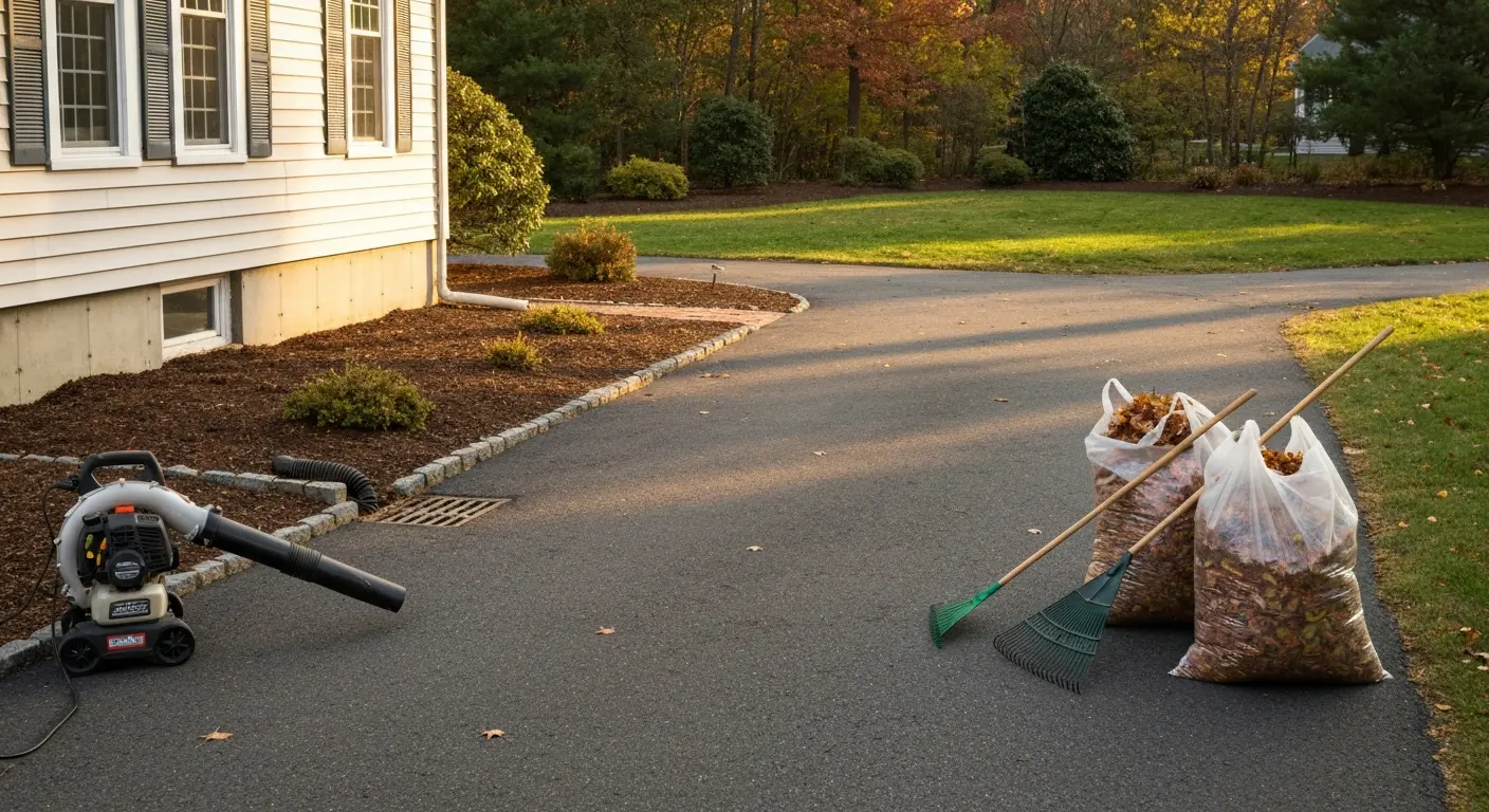 Fall leaf cleanup in Ledyard