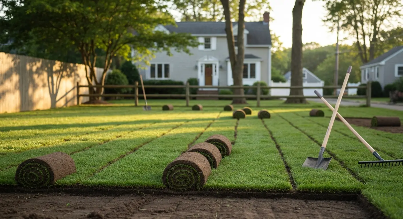 Lawn sod installation in East Lyme
