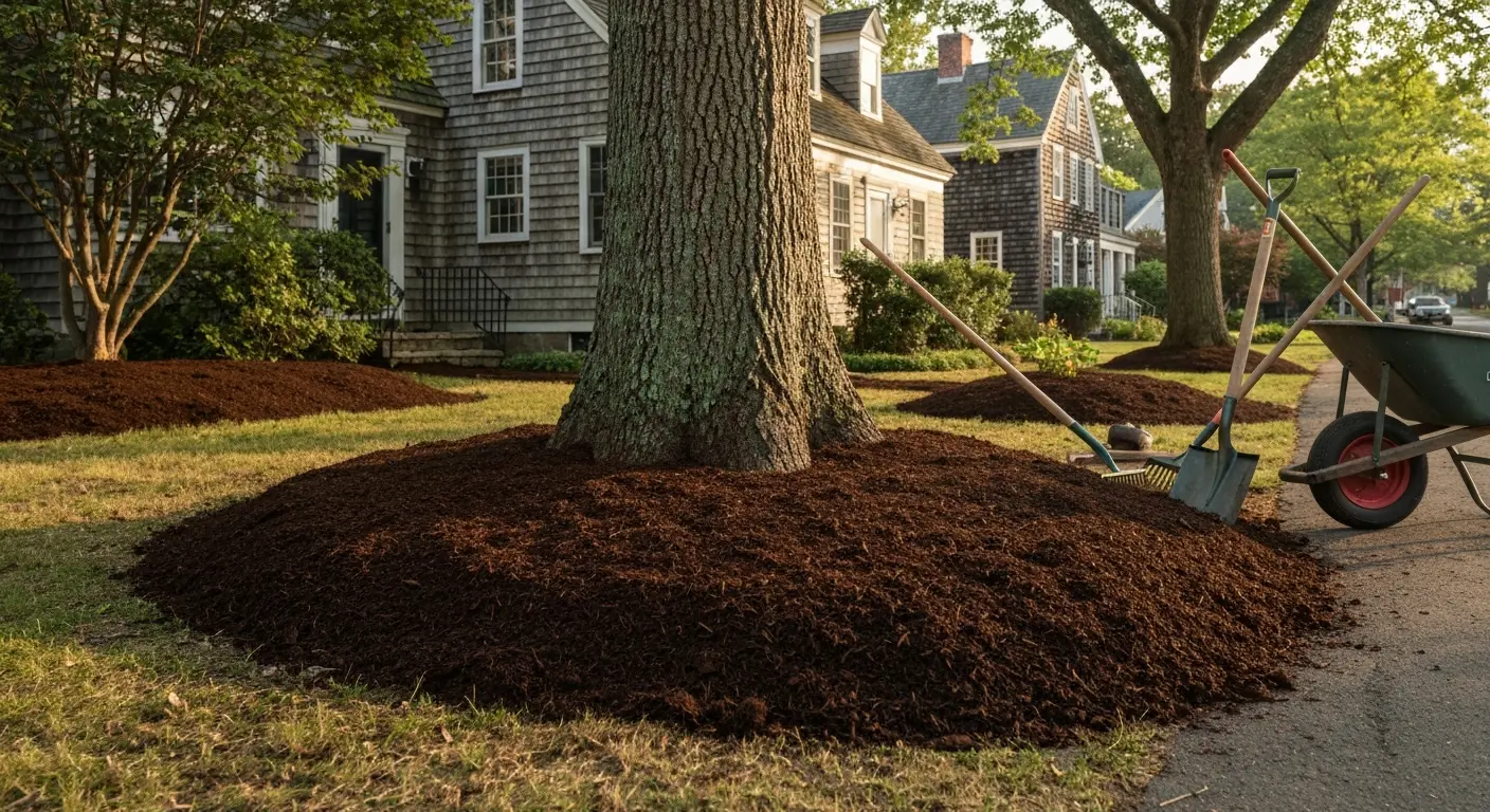Mulch installation at Pequot Colony New London