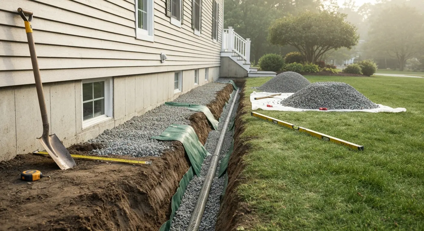 French drain installation