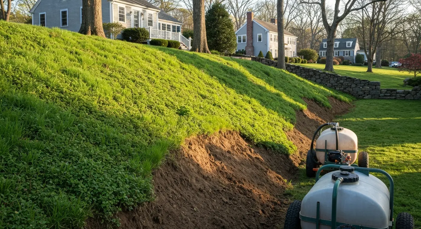 Slope stabilization with hydroseeding