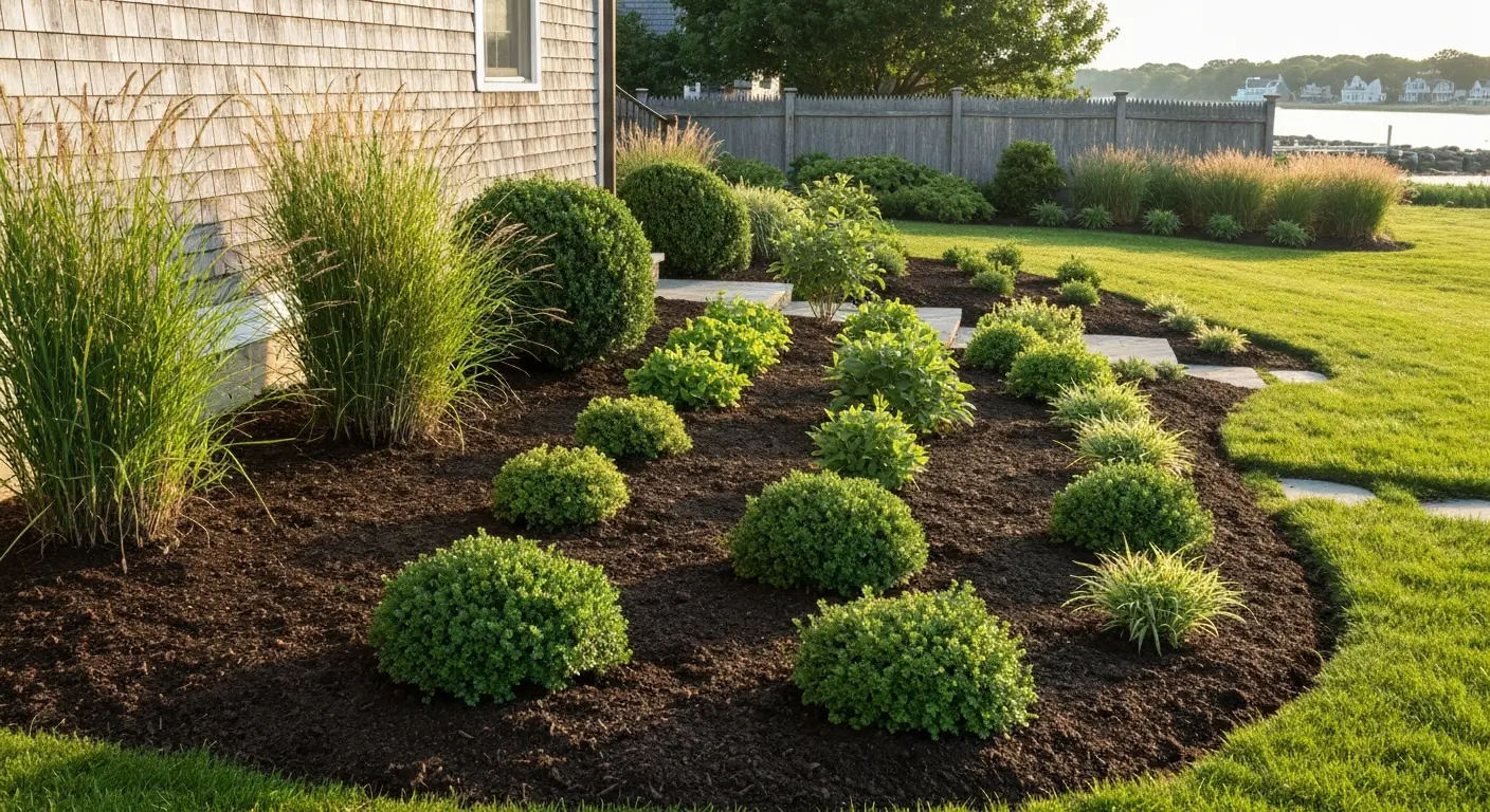 Landscape plantings near Mystic downtown