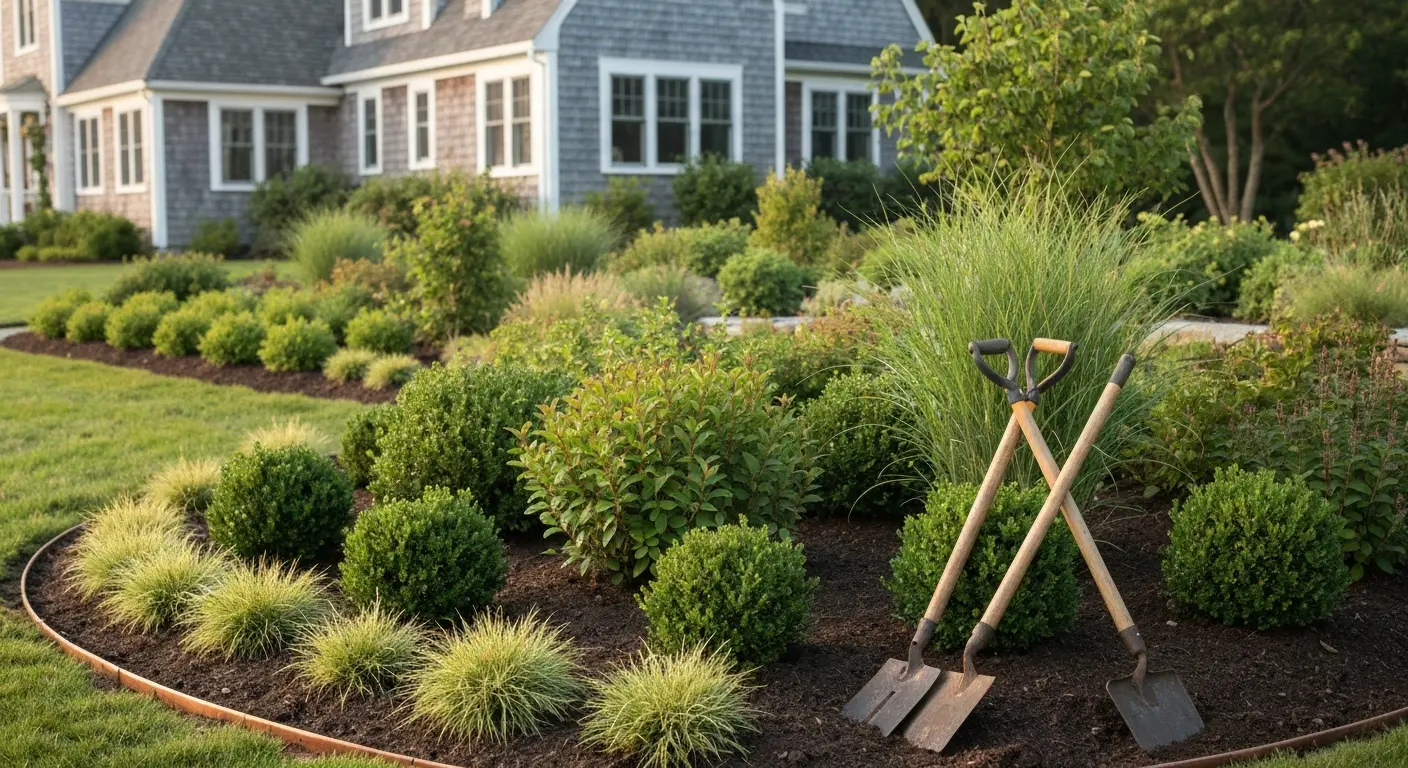 Landscape design with plantings