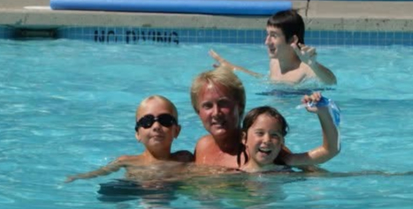 Tristan with his father and siblings in the pool, the memory that started Aquanauts