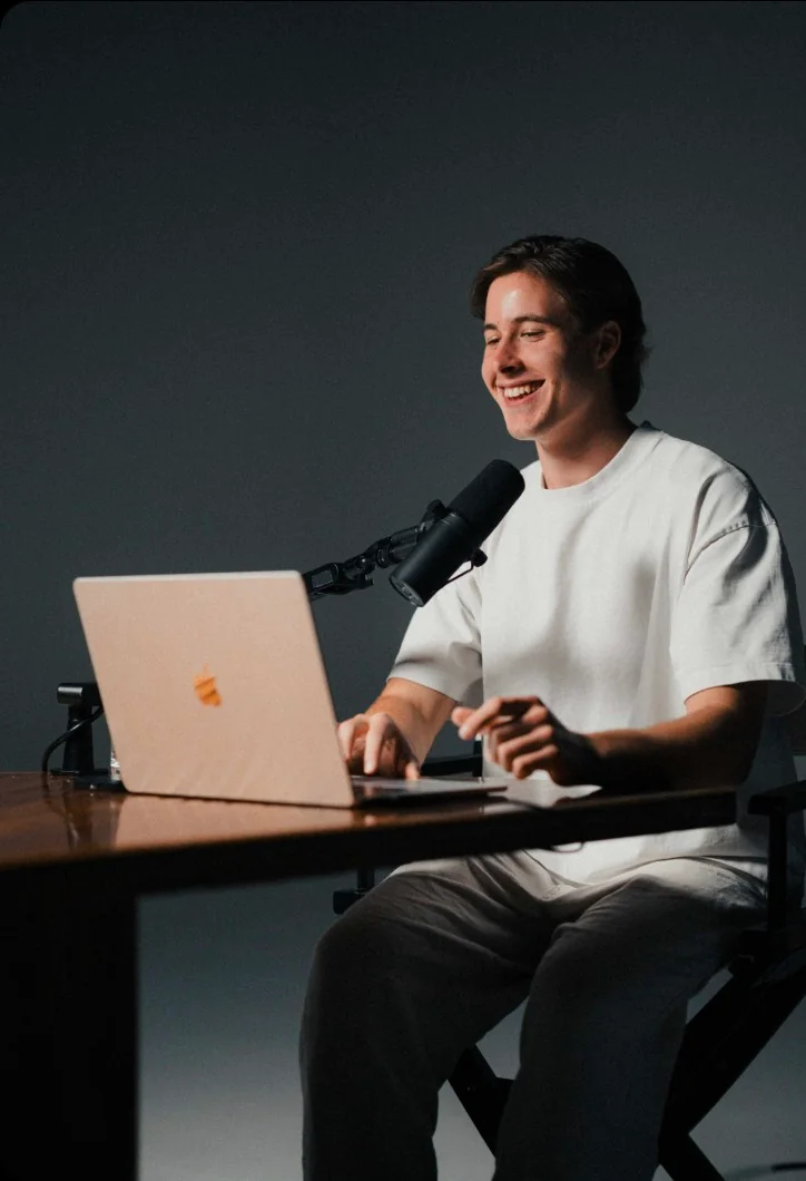 Remy speaking on a podcast