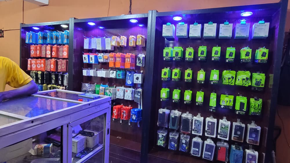 Phone accessories on display at T&T Phone Technology