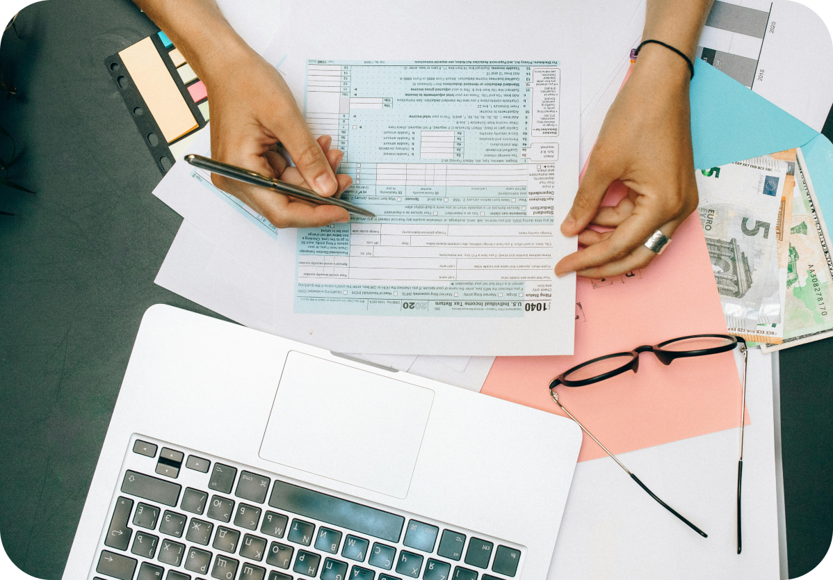 Accountant filling out an Income Tax document