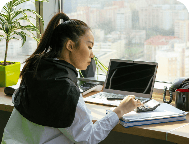 Woman working from a laptop from home 