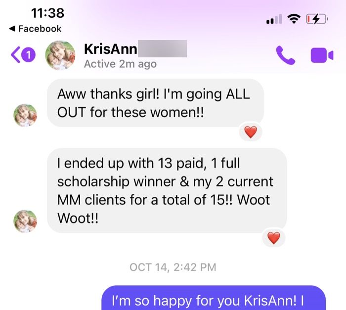 Client message screenshot
