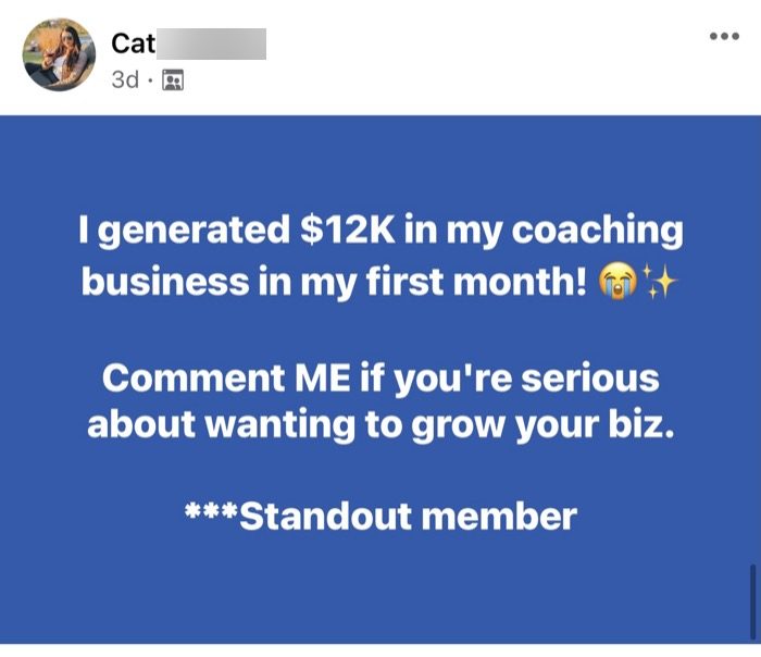 Post from Cat: I generated 12K in my first month