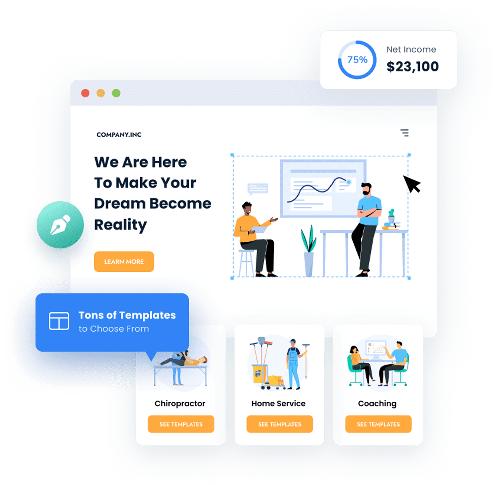 An image displaying a selection of industries served by EmpowrSoft, including dental, real estate, and home services.