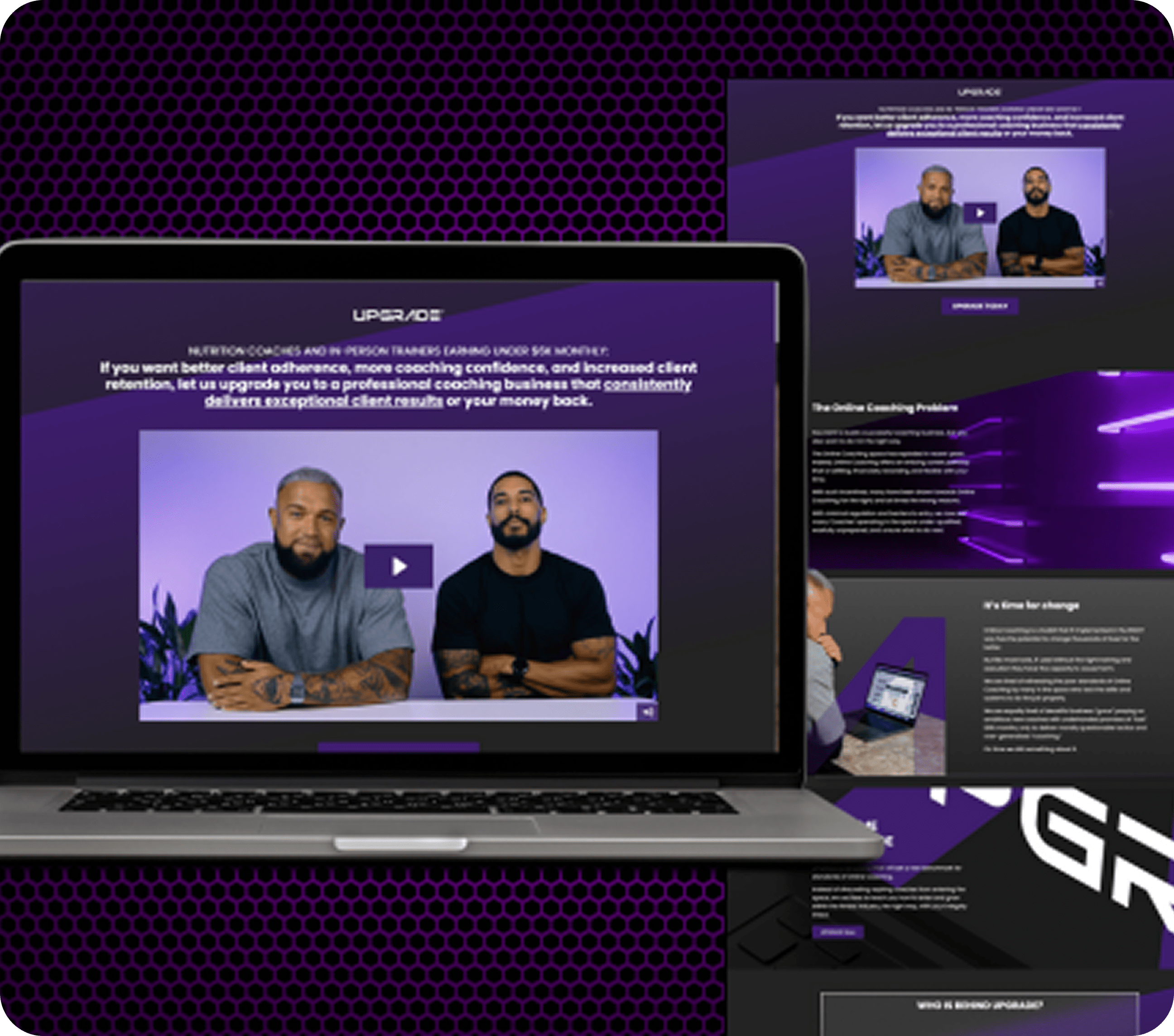 A screen mockup of a professional website for a business named Upgrade, designed by EmpowrSoft's partner SavvyChic Design, showcasing a clean layout, modern branding, and user-friendly navigation.