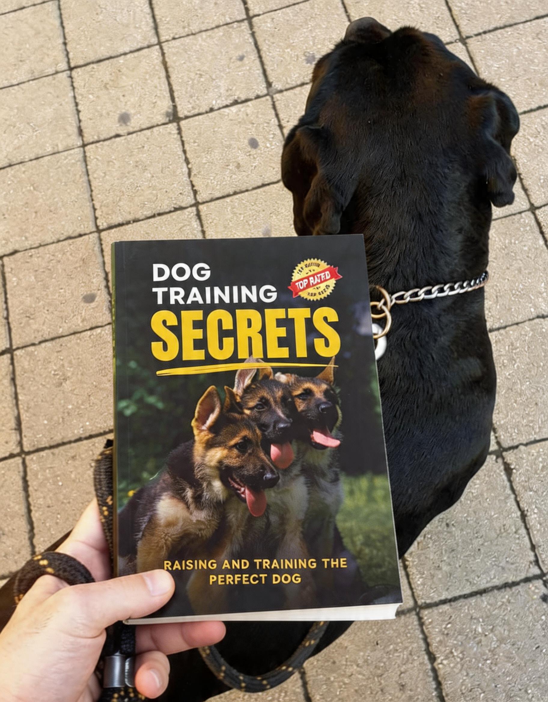 Real customer with their dog and the book