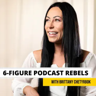 Nikki Gianni smiling during a podcast interview, discussing leadership and coaching strategies for entrepreneurs, with the title "6-Figure Podcast Rebels" prominently displayed.