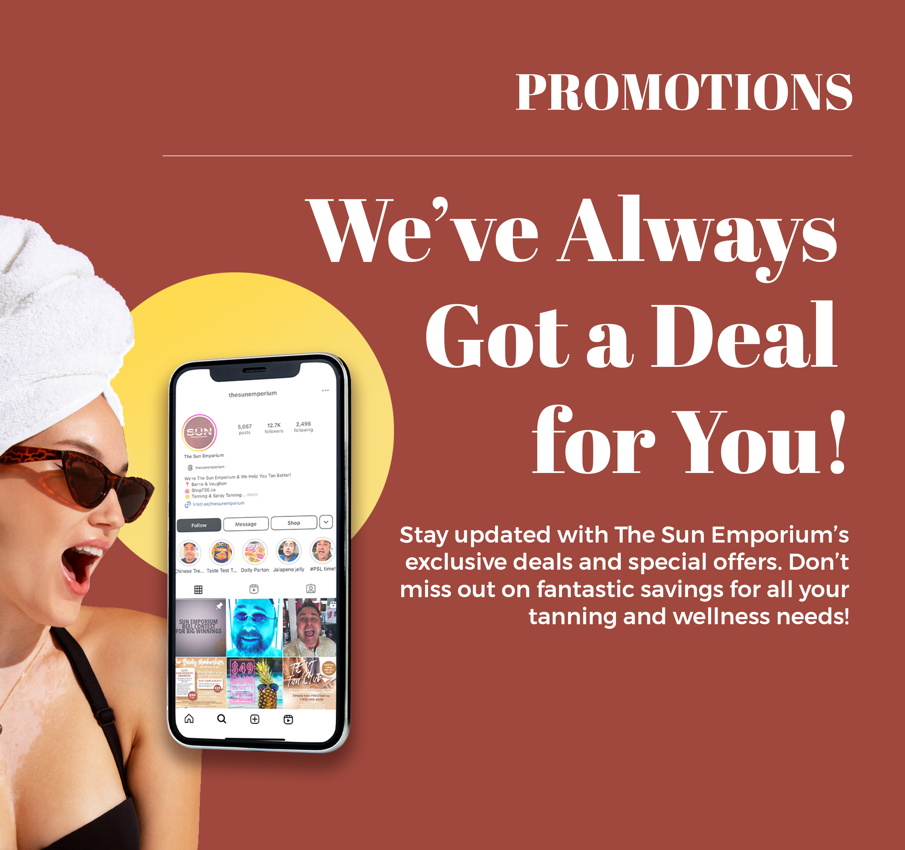 The Sun Emporium promotions: Stay updated with exclusive deals and special offers for tanning and wellness services in Vaughan.