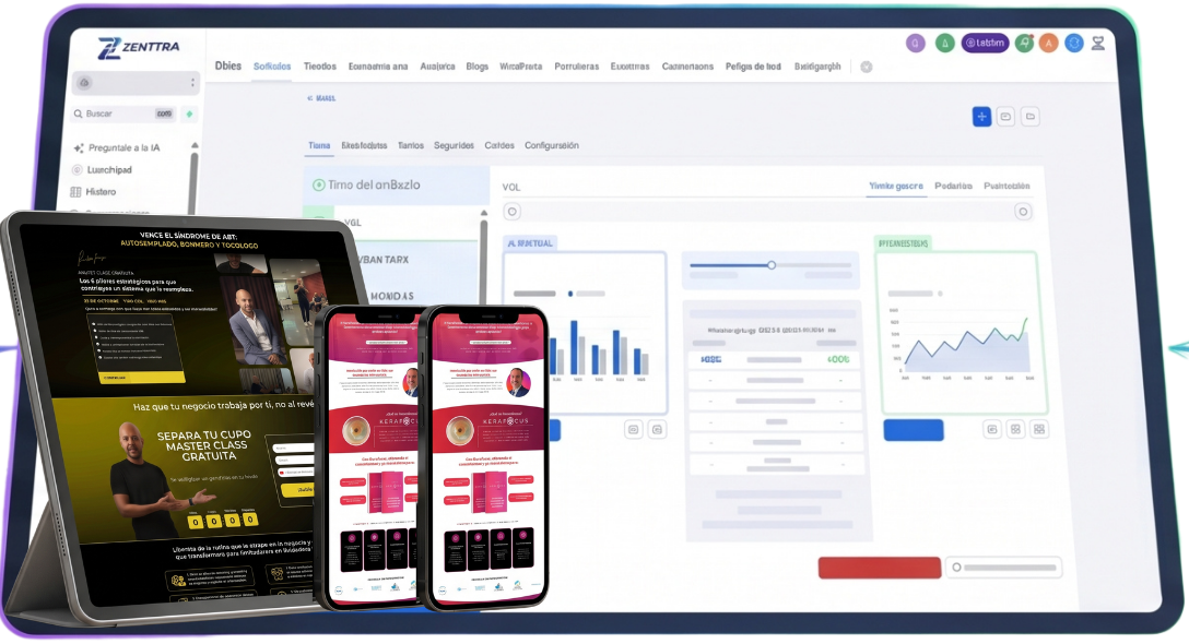 Constructor de embudos y landing pages de Zenttra
