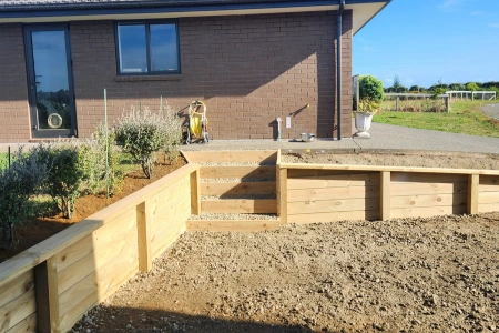 Newly built retaining wall in new plymouth