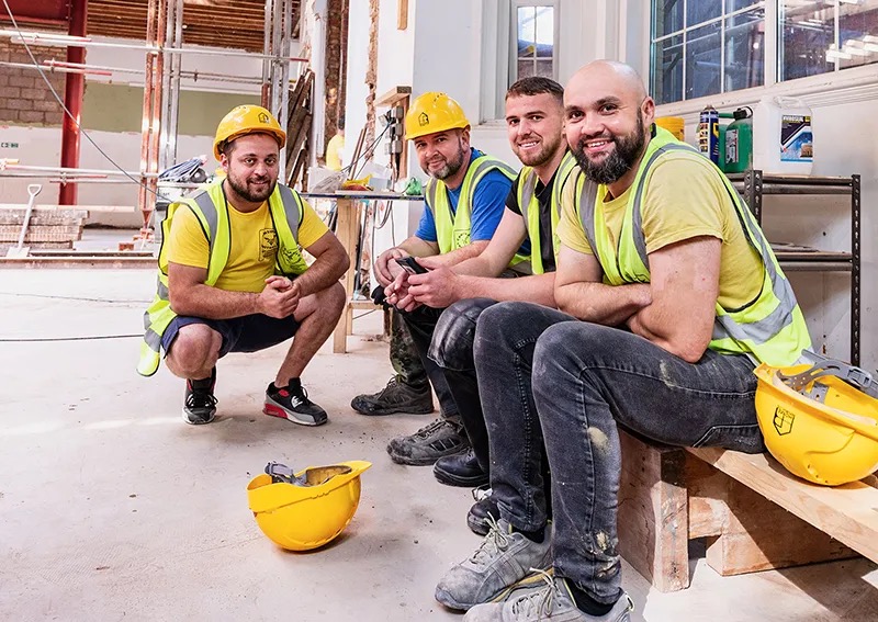 Tom Hartley with the Block crew on site in Bristol, 2024
