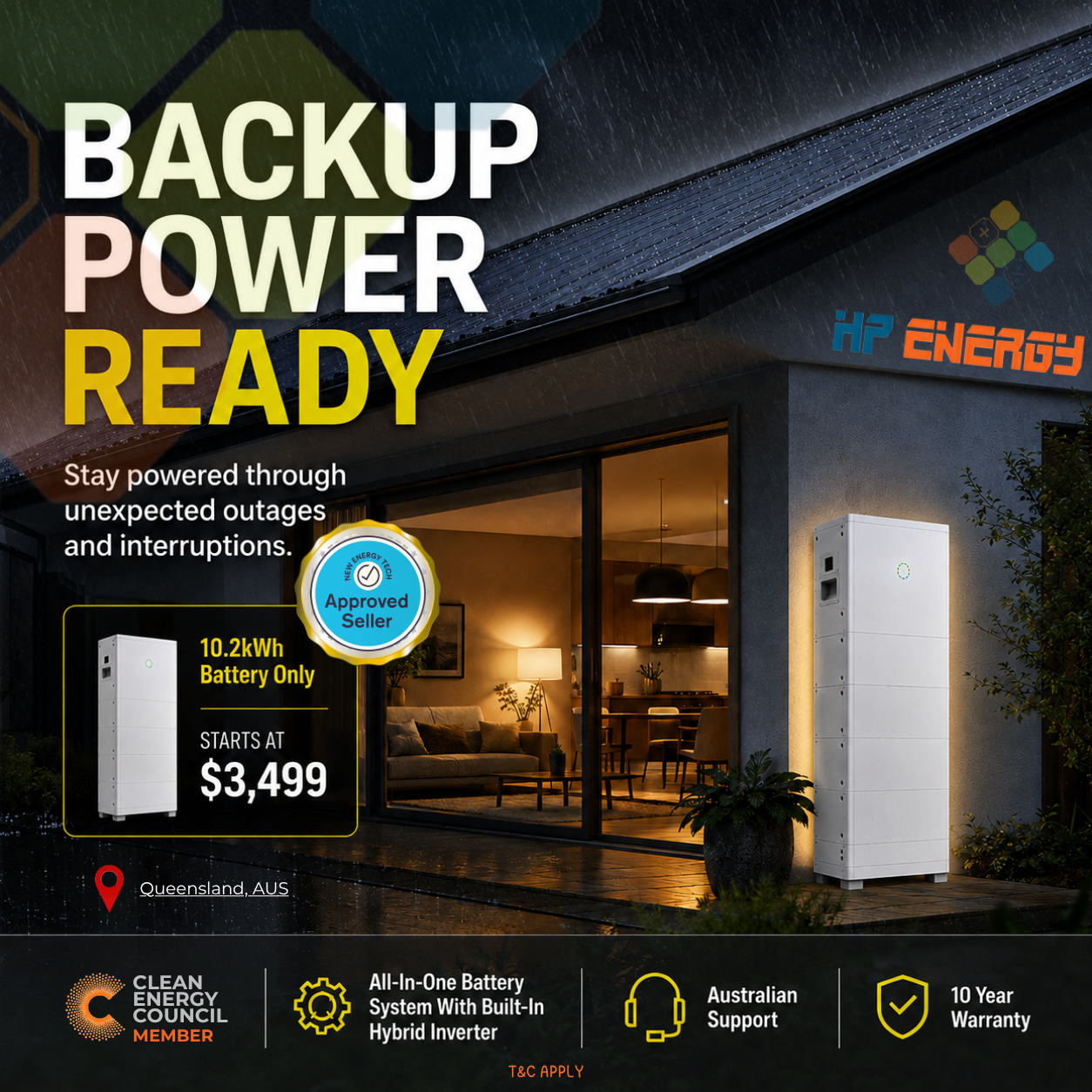 Queensland Backup Power Ready 10.2kWh Battery package starts at $3,499 - HP Energy