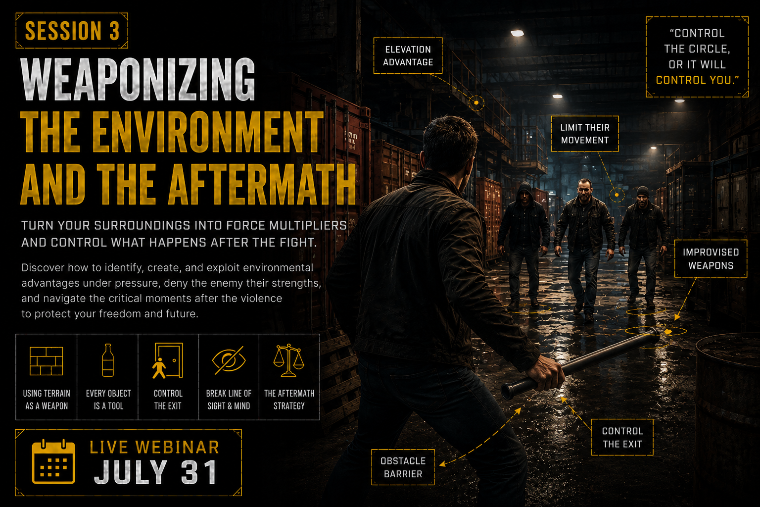 Session 3: Weaponizing the Environment and the Aftermath. Turn your surroundings into force multipliers.