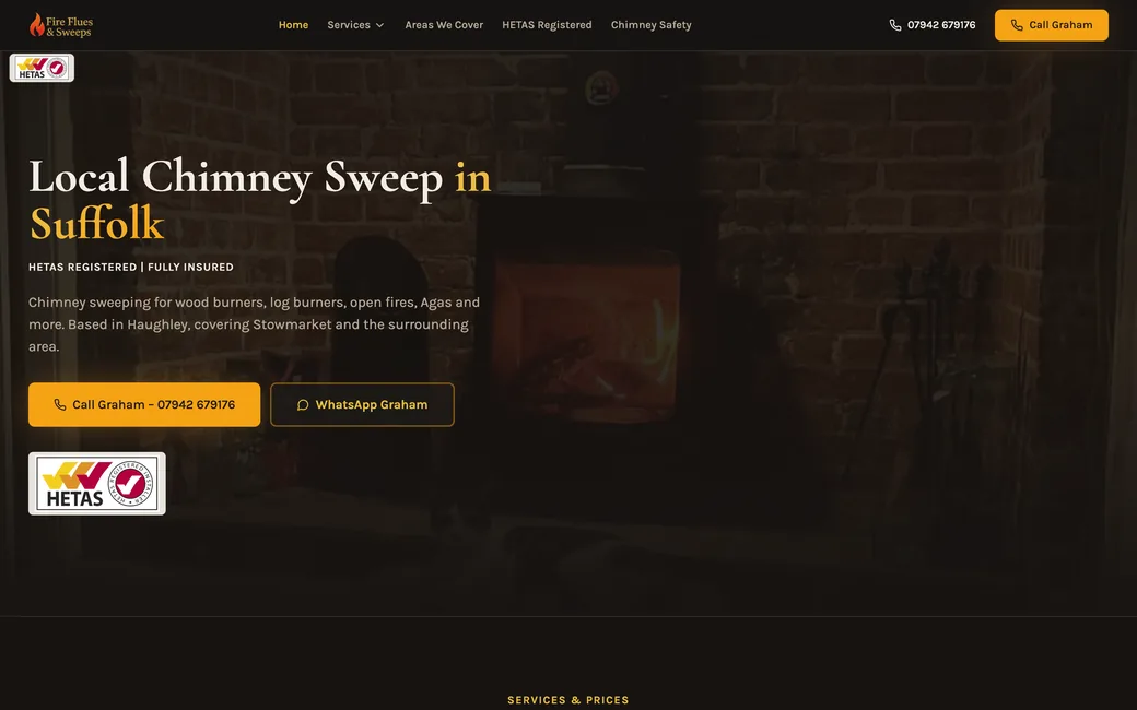 Fire Flues & Sweeps website
