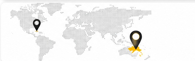 World map showing outsourcing destinations