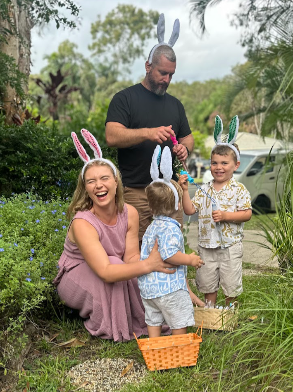paediatric sleep consultant with her family laughing together