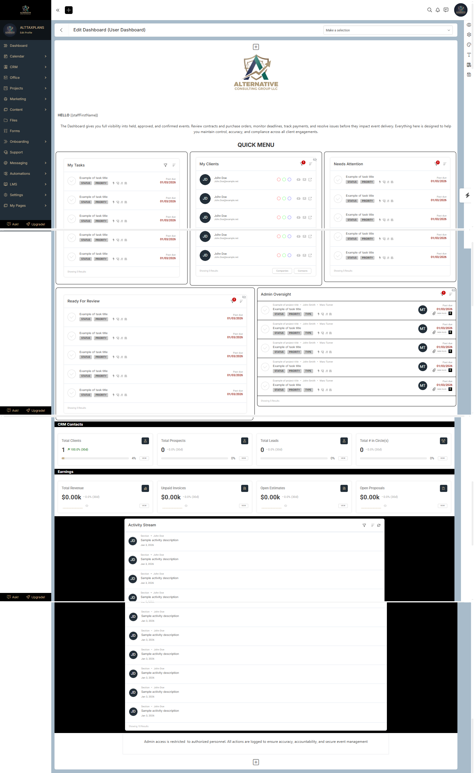 Dashboard Setup