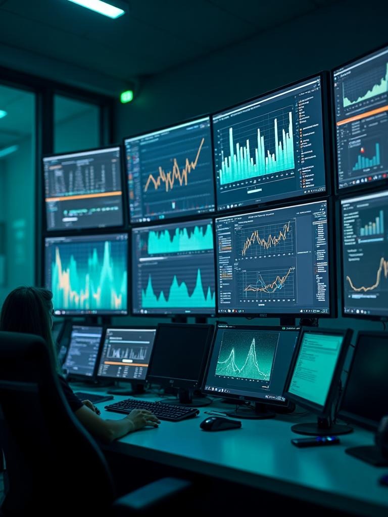 Digital marketing command center with analytics dashboards