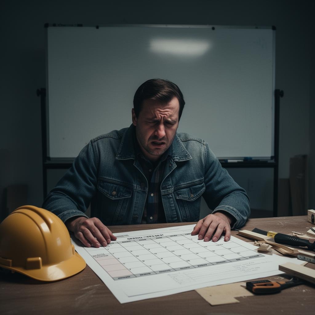 Frustrated contractor with empty calendar