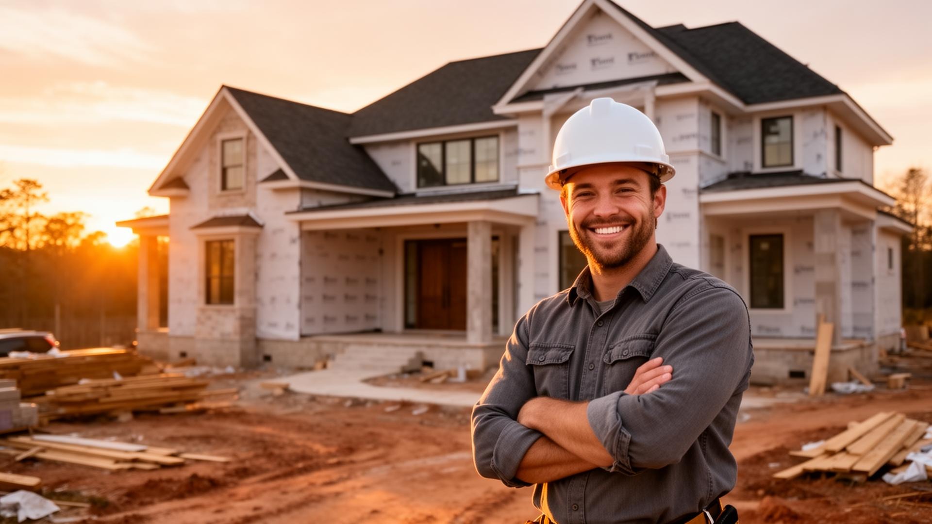 Confident contractor at job site