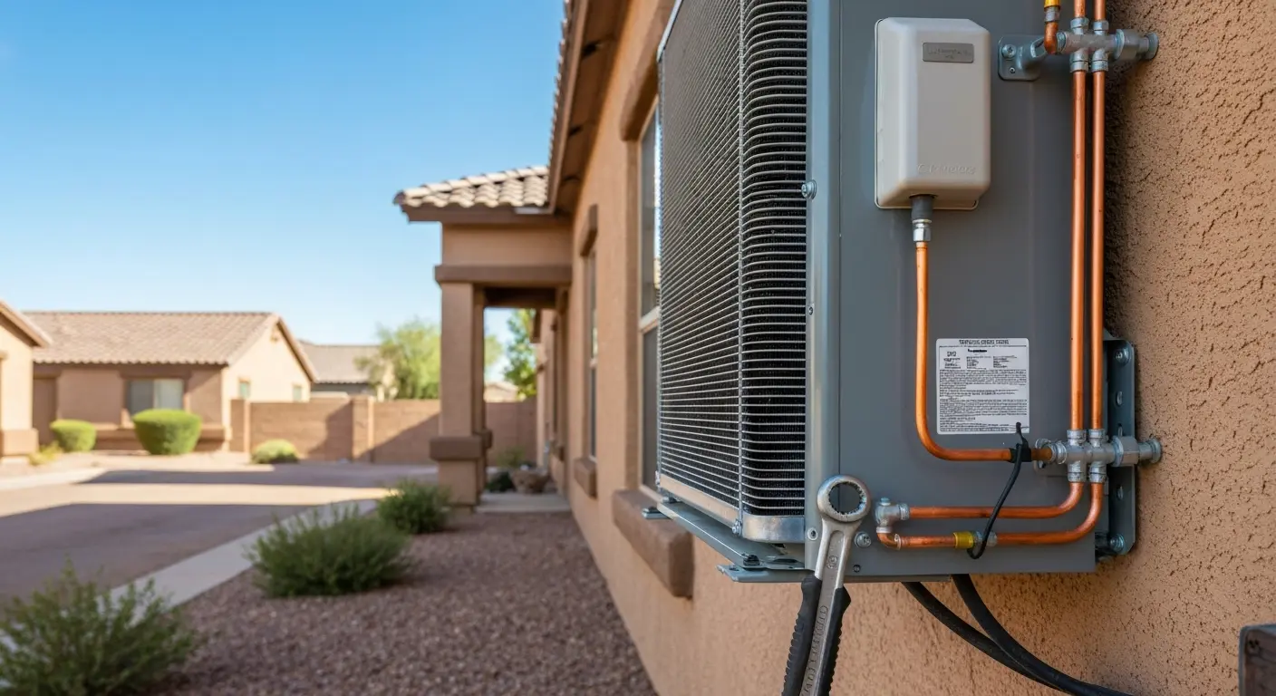 HVAC technician working on air conditioning unit