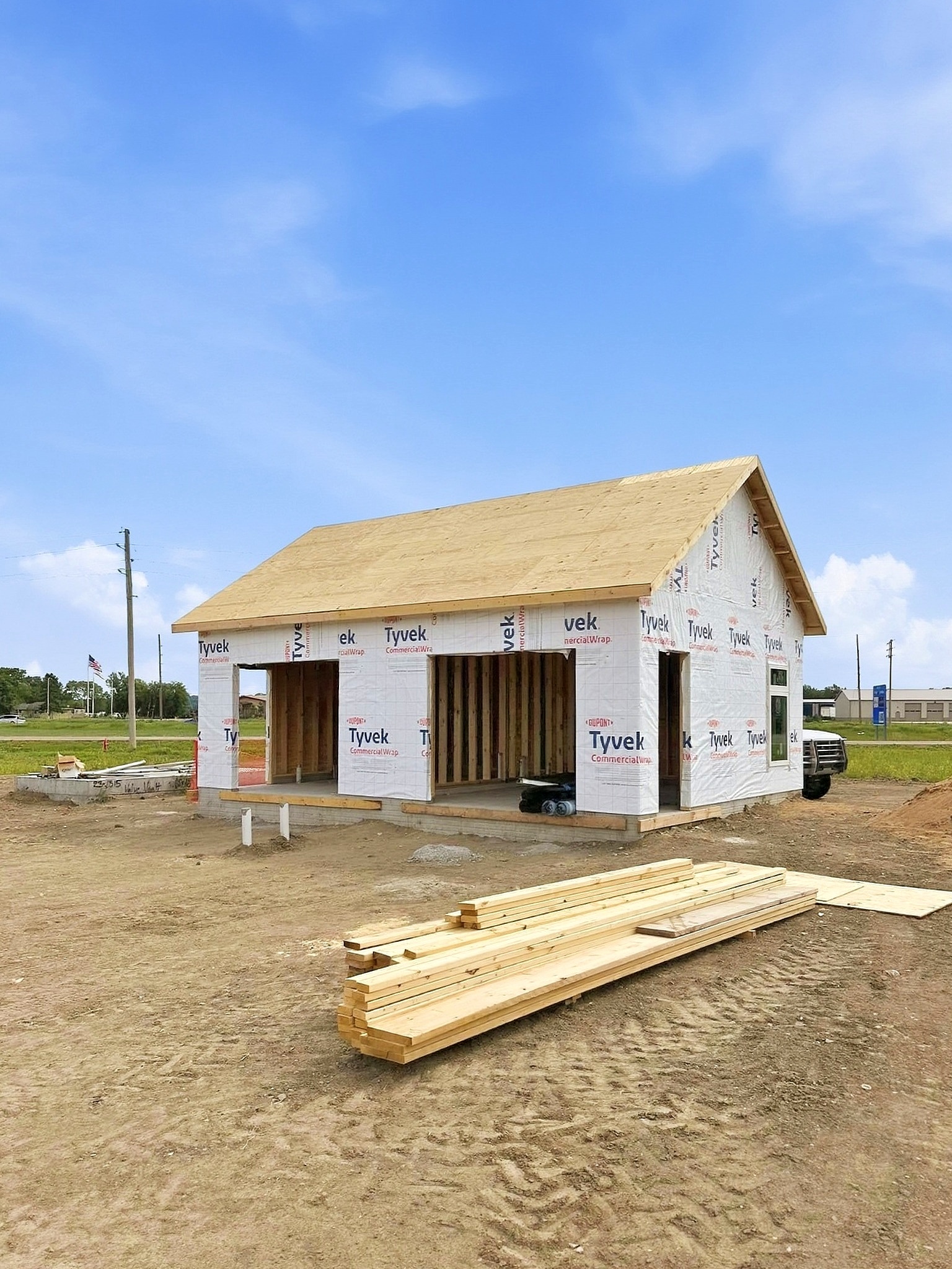 Home wrapped and ready for siding on a build in Siouxland