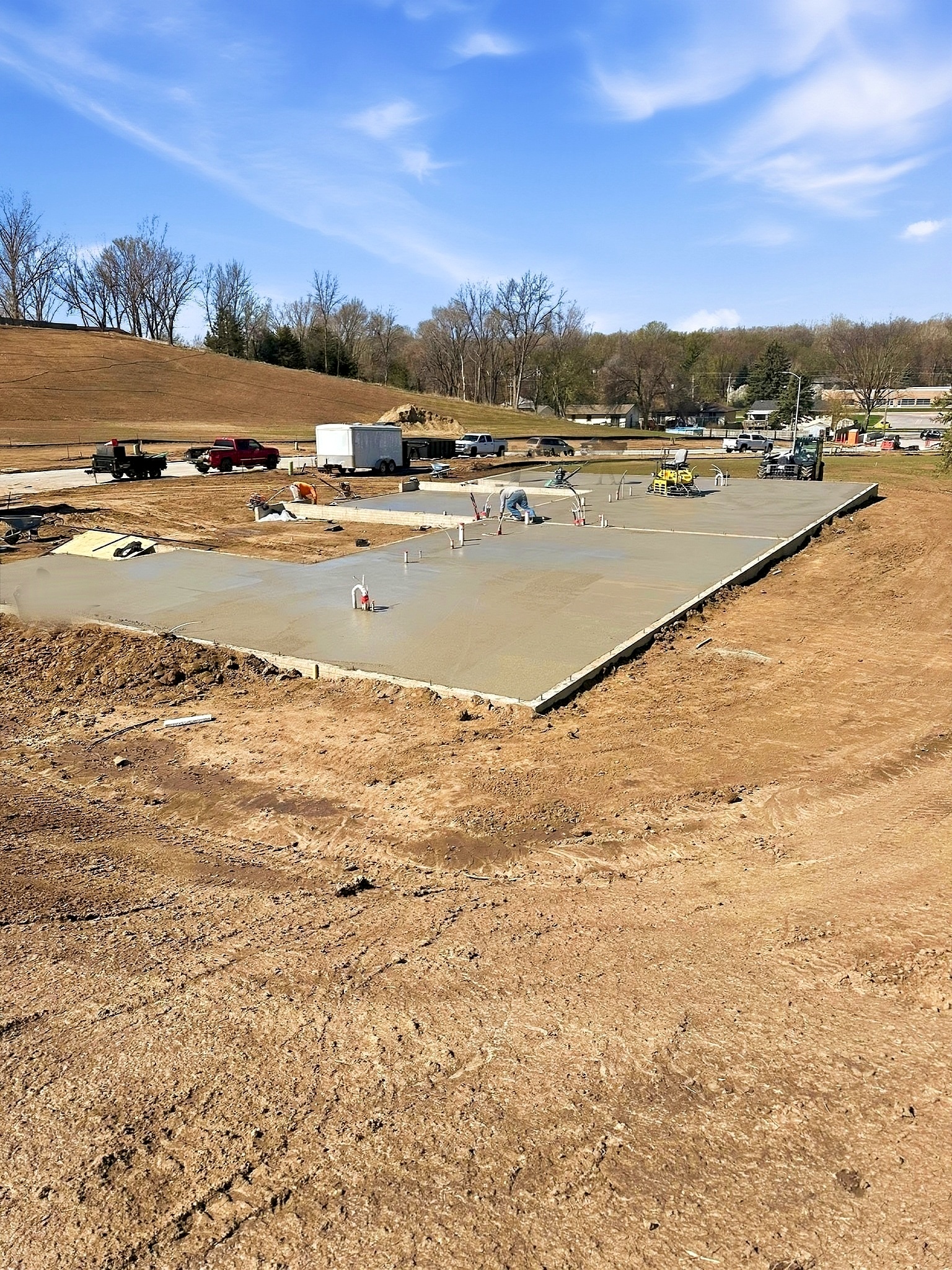 Concrete slab being poured for a new home foundation in Sioux City, IA