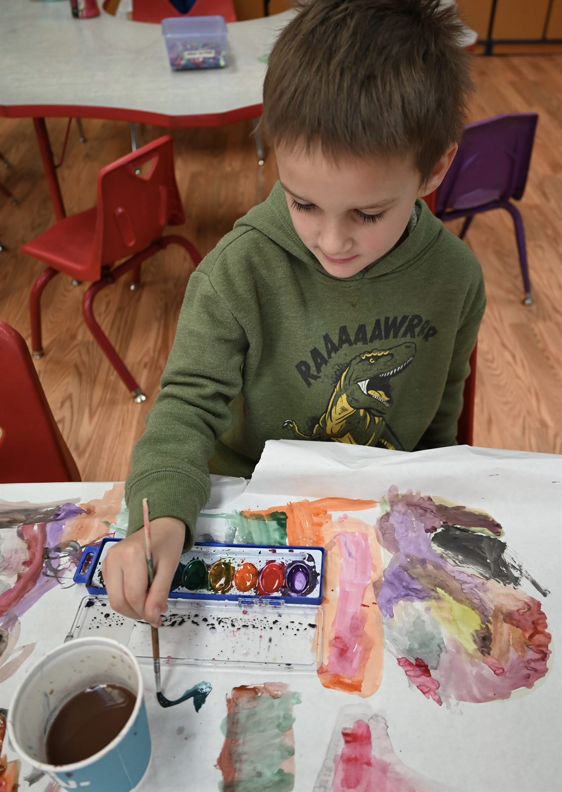 A child absorbed in a hands-on project