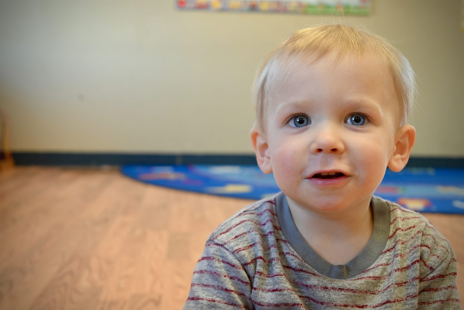 A baby being cared for in our infant room