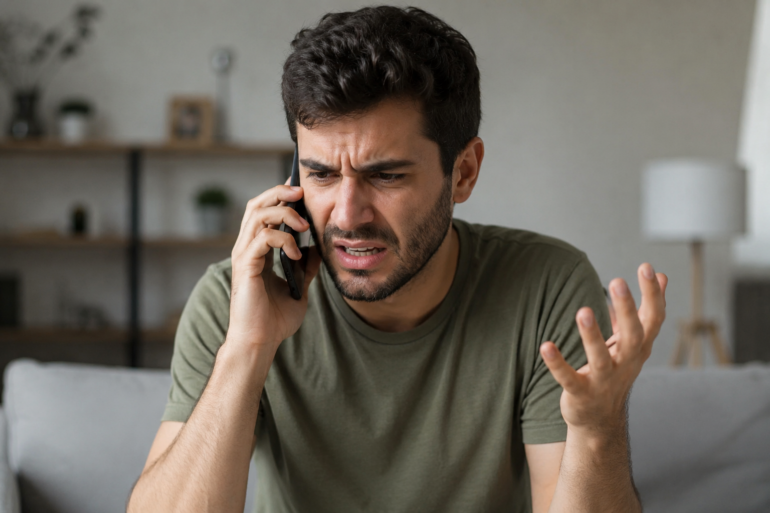 Empresario preocupado hablando por teléfono
