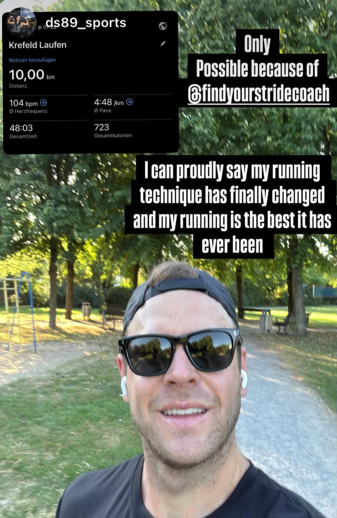 Client message about Find Your Stride